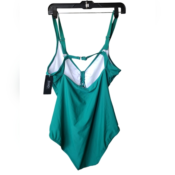 NWT Daci Swimsuit Ruched Front Full Lining Built in Cups Green Womens 18 W - Picture 3 of 16